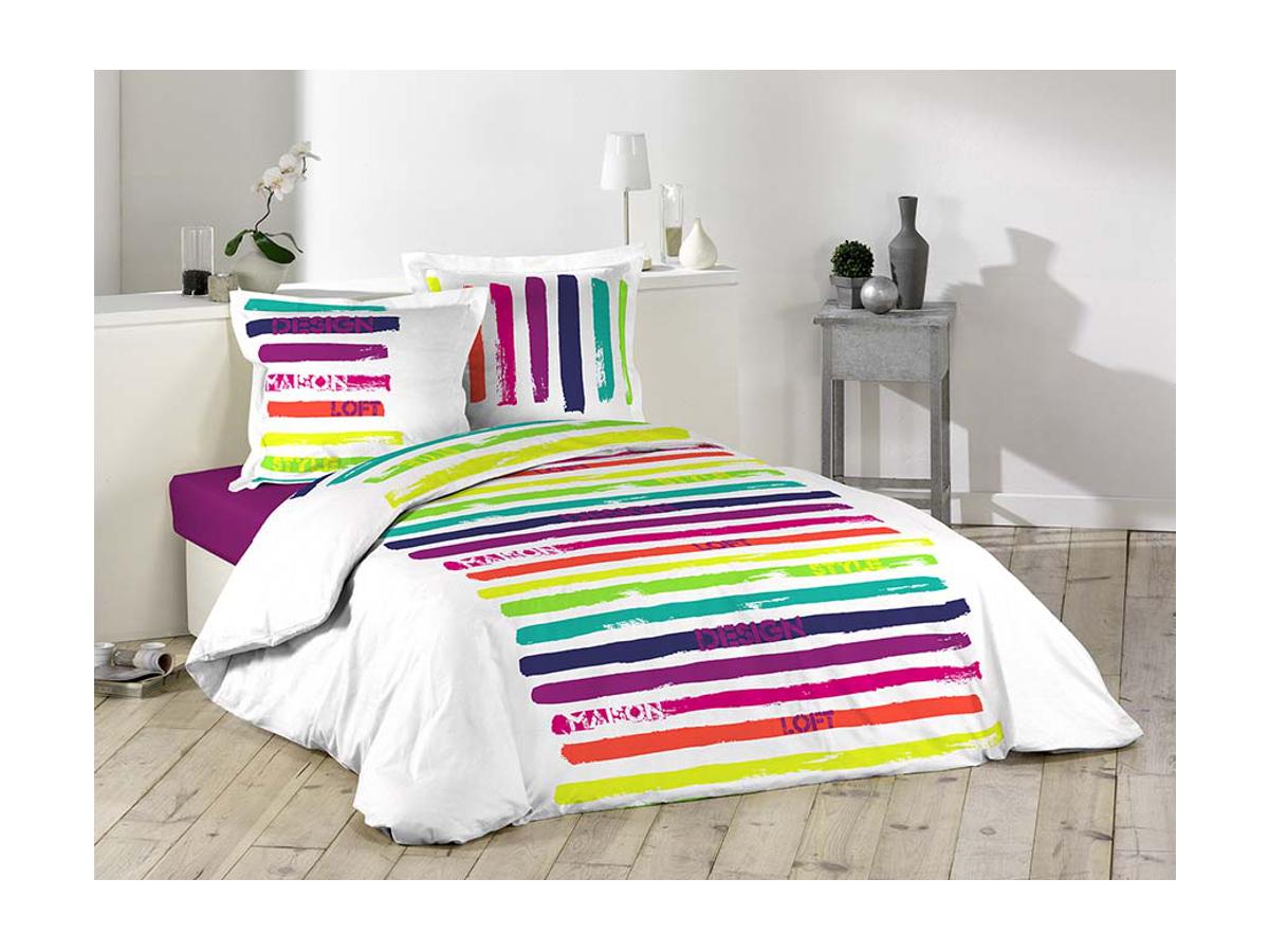 Housse De Couette Rayures Multicolores - Antiquités