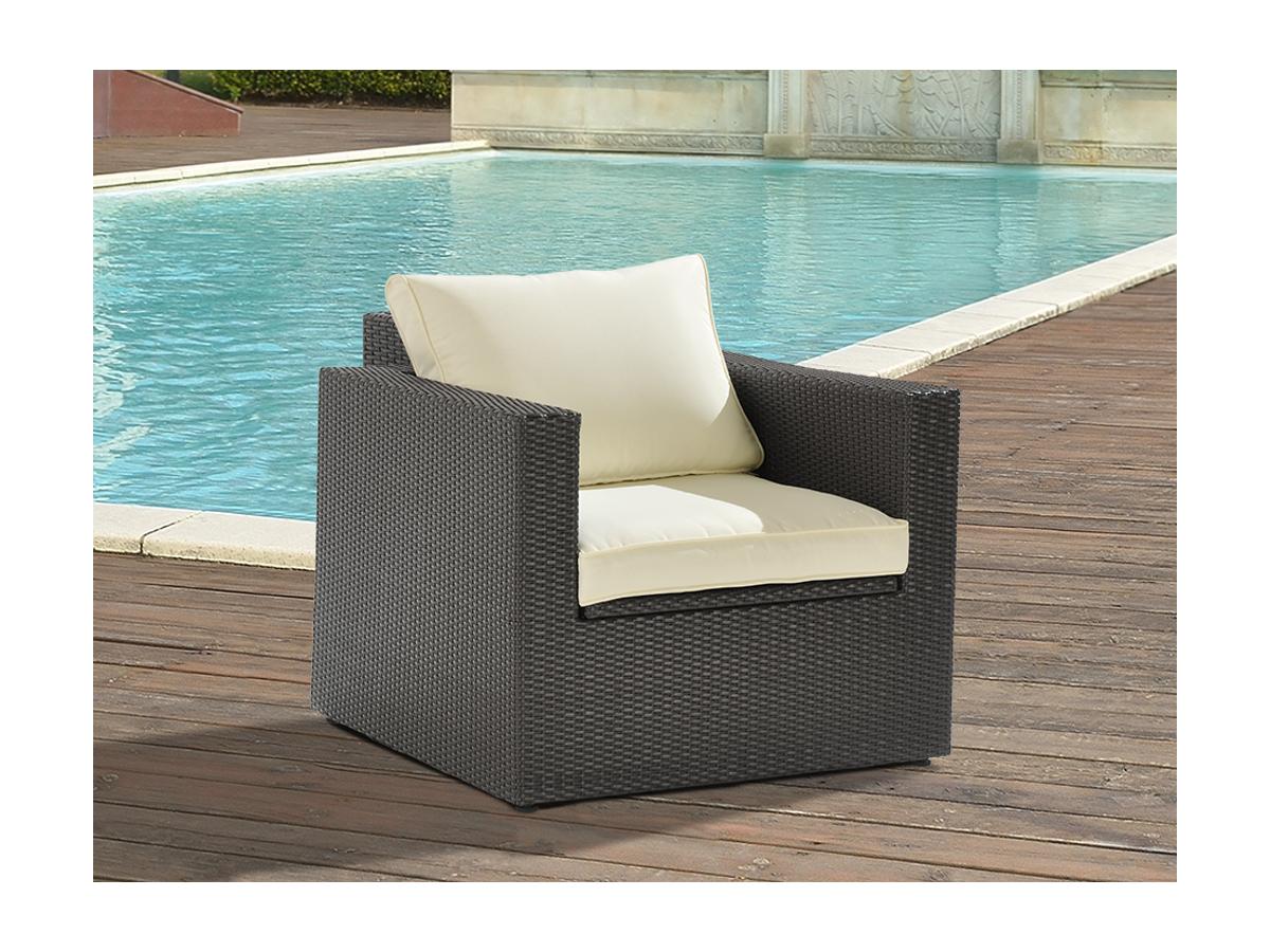 Fauteuil de jardin VENICE en résine tressée wengué - rangements ... Fauteuil de jardin VENICE en résine tressée wengué - rangements ...