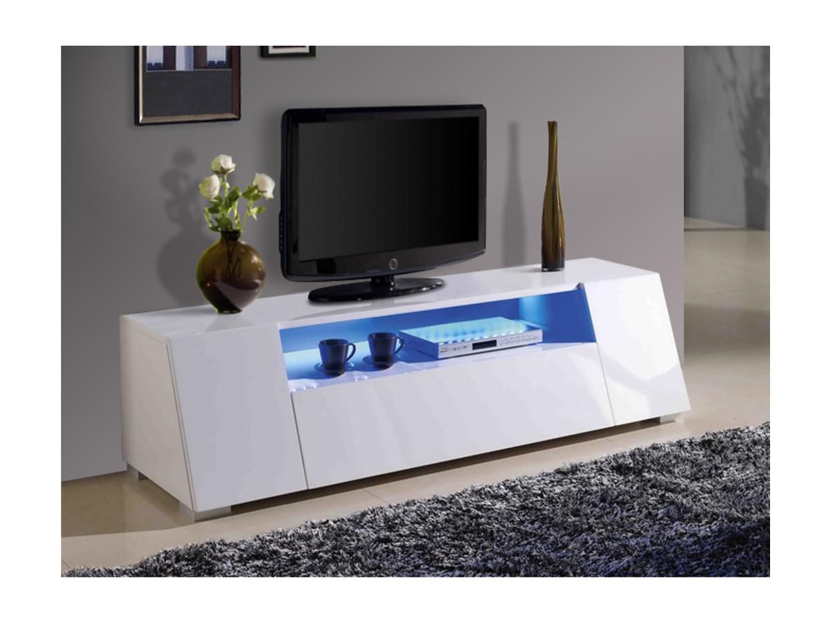 meuble tv laque blanc avec led