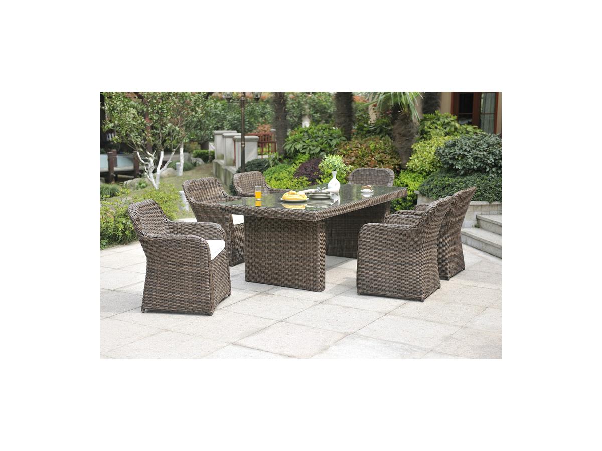 Salle à manger de jardin LIMONES en résine tressée: une table et 6 ... Salle à manger de jardin LIMONES en résine tressée: une table et 6 ...